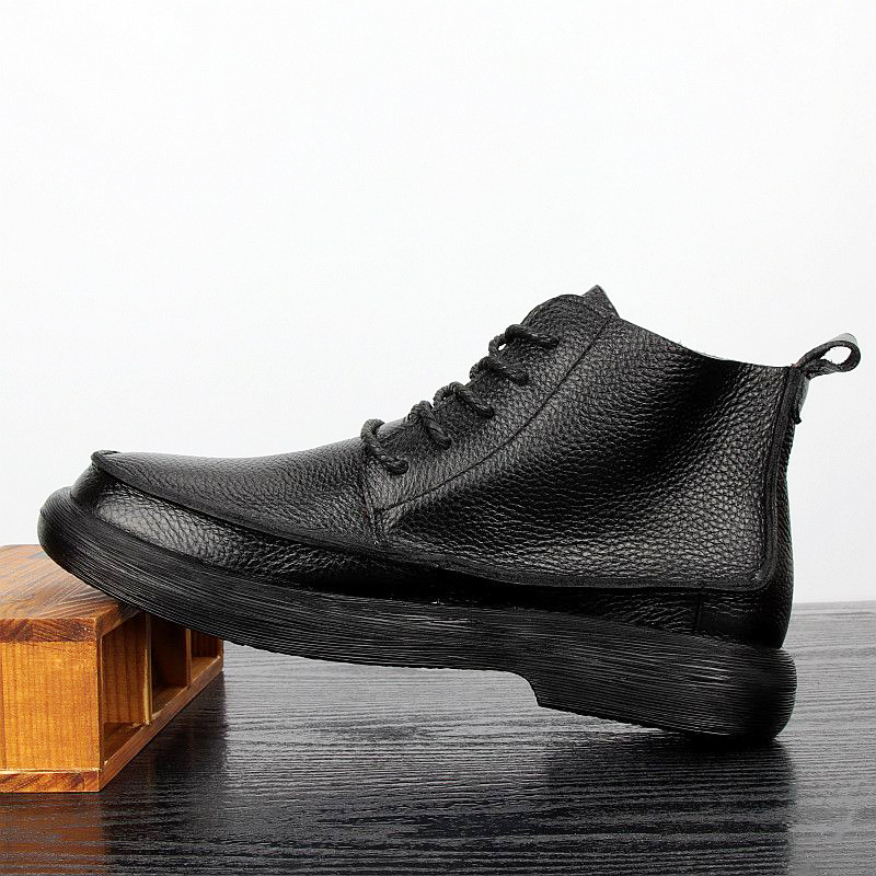 Leather Work Western - LIHUAMAO black Cow Leather Work boots