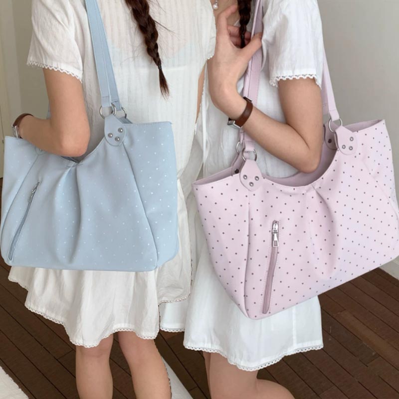 Korean Polka Dot Shoulder Tote - Leather Work Duffle Bag recension och pris