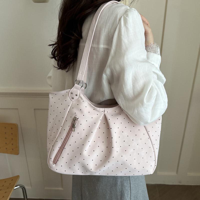 Korean Polka Dot Shoulder Tote - Leather Work Duffle Bag recension och pris