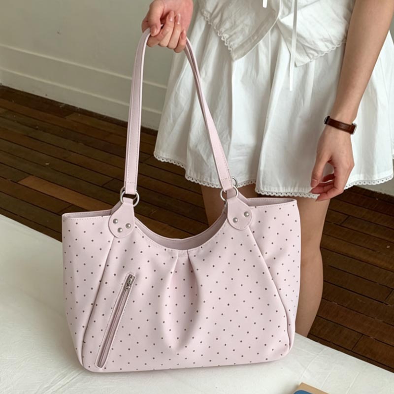 Korean Polka Dot Shoulder Tote - Leather Work Duffle Bag recension och pris
