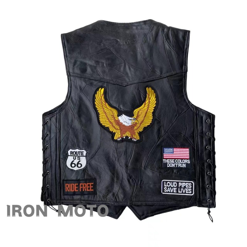 NEW Motorcycle Vests Men Cafe  - Leather Work Jacket recension och pris