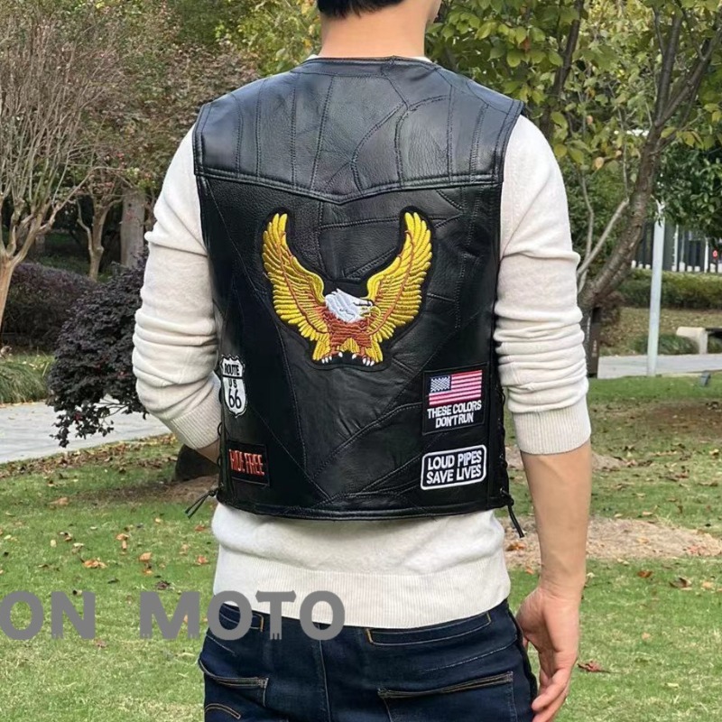 NEW Motorcycle Vests Men Cafe  - Leather Work Jacket recension och pris