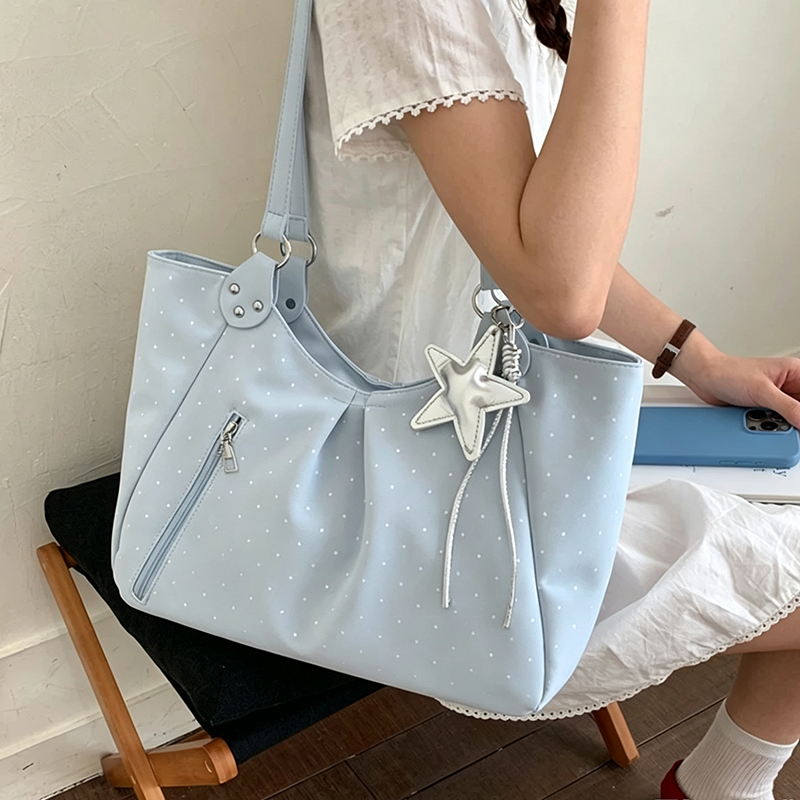 PU Leather Polka Dot Tote Bag  - Leather Work Duffle Bag recension och pris