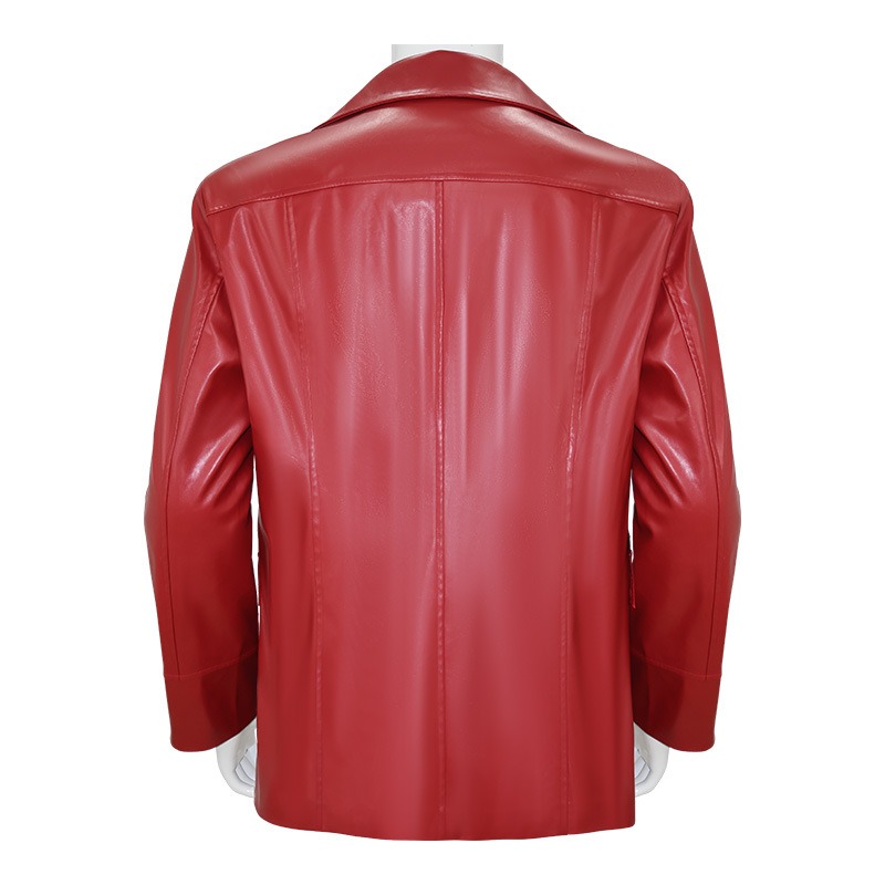 Men Red Leather Jacket Fight C - Leather Work Jacket recension och pris