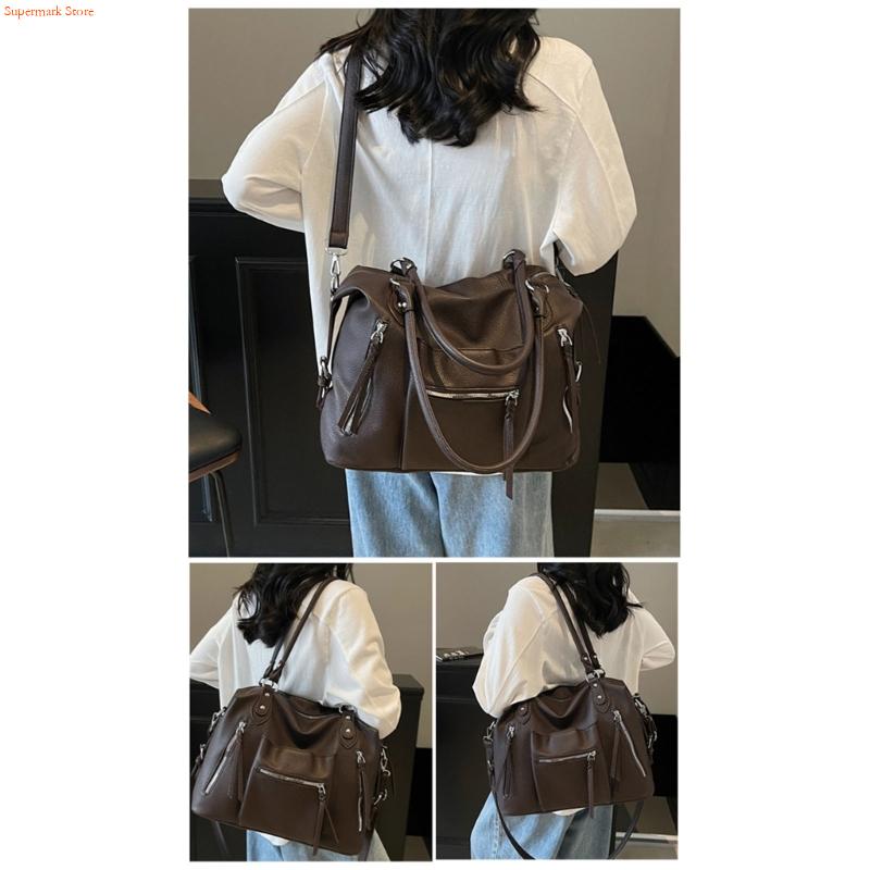 Q5WE Modern PU Leather Handbag - Leather Work Duffle Bag recension och pris