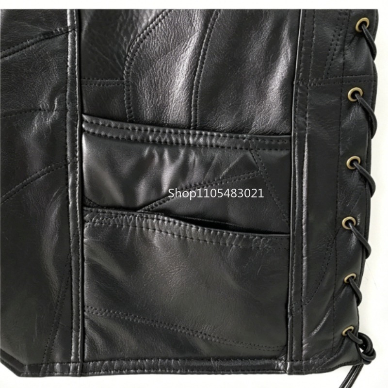 Men's Black Patchwork Leather  - Leather Work Jacket recension och pris