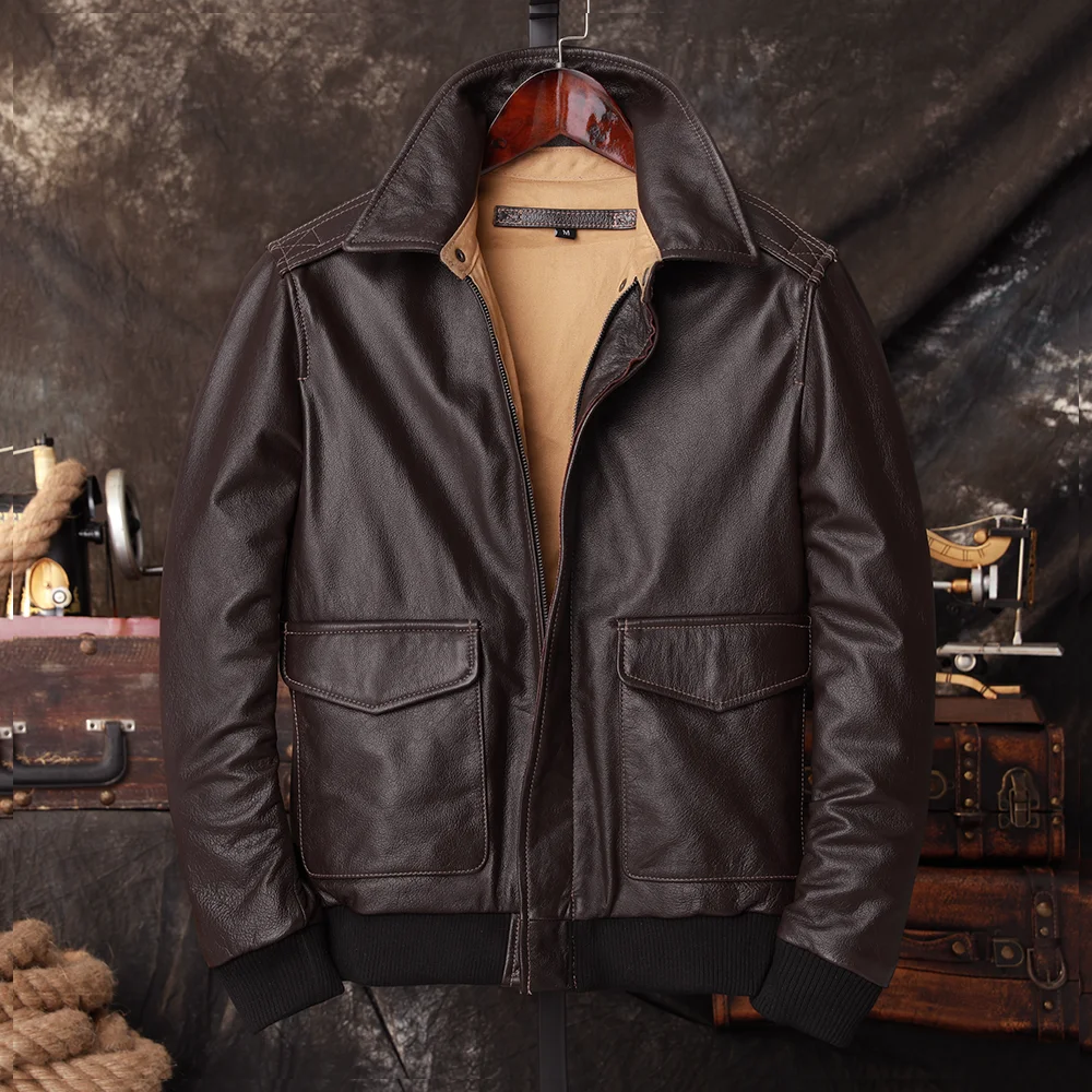 Bomber A2 Pilot Genuine Leathe - Leather Work Jacket recension och pris