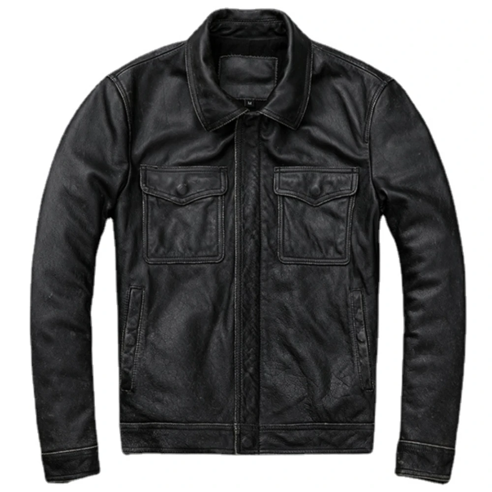 Vintage Brown Red Genuine Leat - Leather Work Jacket recension och pris
