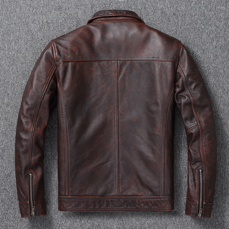 Vintage Brown Red Genuine Leat - Leather Work Jacket recension och pris
