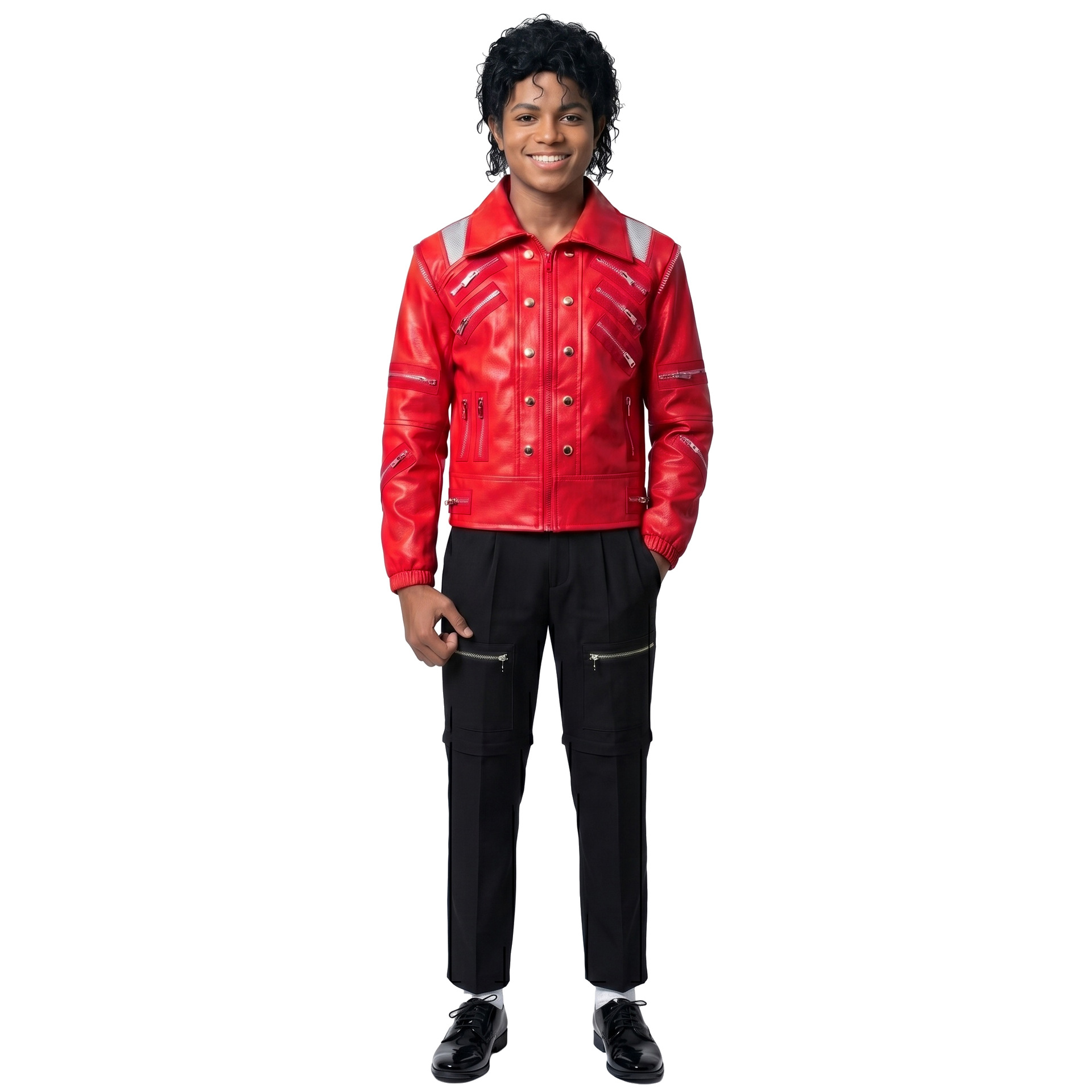80s Retro Pop Star Costume Mic - Leather Work Jacket recension och pris